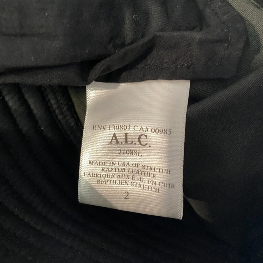 A.L.C. Pants Leather Cotton Black Leg Zip Size 2‎ - Picture 9 of 10